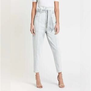 IRO Paris Vieno Denim Belted High Rise Tapered Leg Paperbag Jeans, size FR36/US4